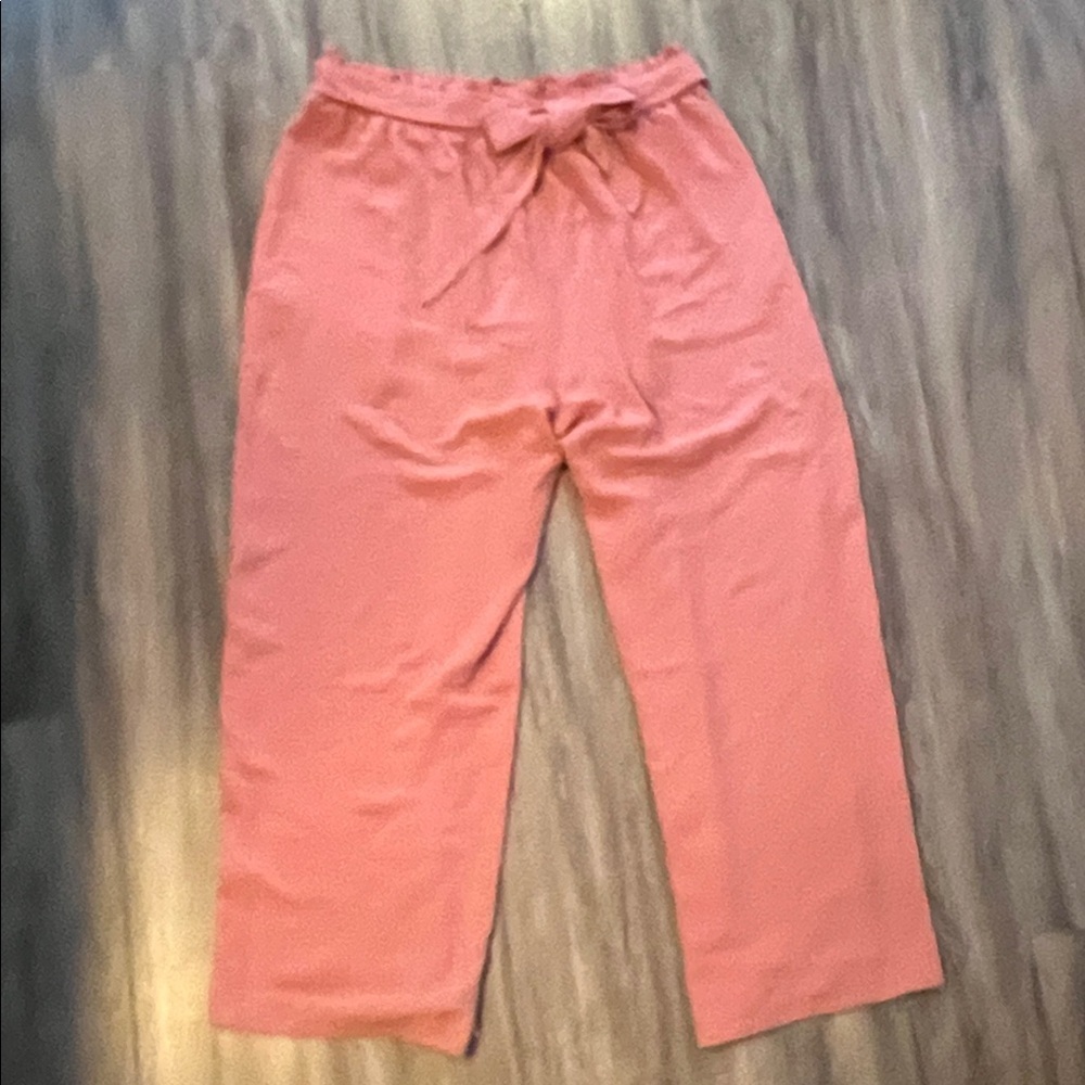 Chic Coral Pants with Tie-Waist - Picture 2 of 5